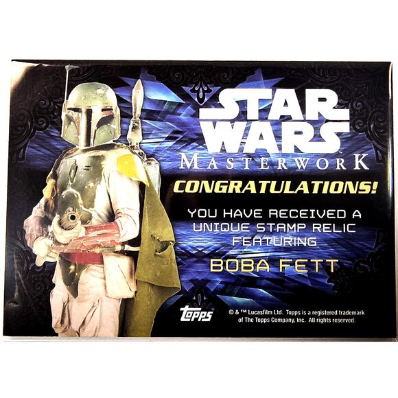 Star Wars 2015 Masterwork BOBA FETT Authentic Stamp Relic 23/99, See Pics/Descr. - Picture 4 of 4